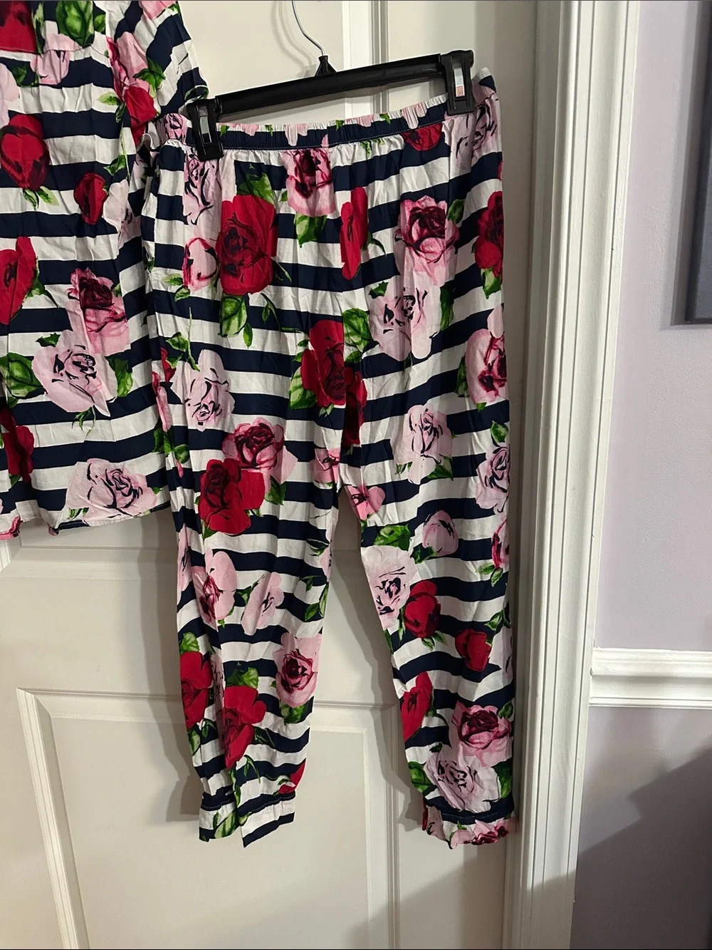 NEW Kate Spade Floral Stripe Pajama Set Size Large